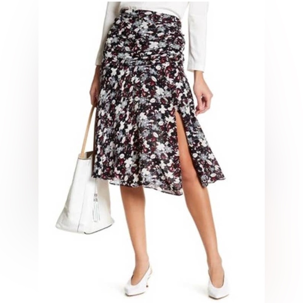 Veronica Beard Floral Print Silk Skirt